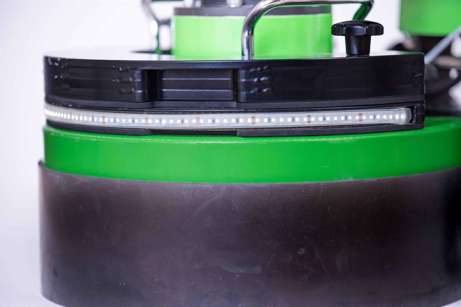 Close-up of the Kiwi battery pack with its light ring